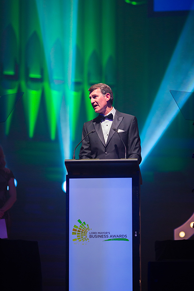 Graham Quirk presents the Brisbane Lord Mayor's Business Awards.