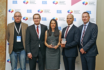 Aldi's leadership team celebrates winning the 2016 Australian Retailer of the Year award.