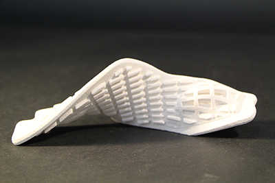 A small sample of a 3D printed object using microtimber by the University of Sydney's Design Modelling and Fabrication Lab.