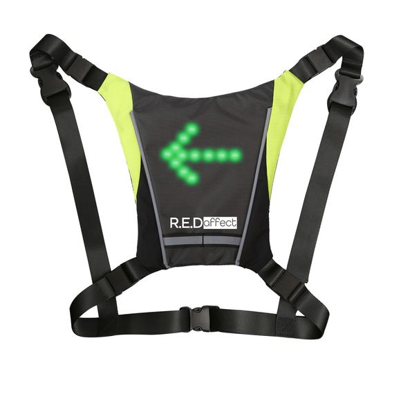 REDaffect HiVis vest is controlled electronically from a handlebar-mounted unit.