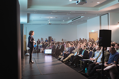 Startup Invest 2018 investment pitch underway.