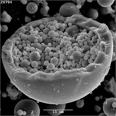 Electron microscope image of the Ceramisphere process. Image: ANSTO.
