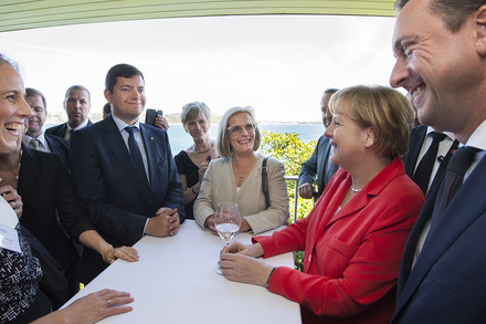 German Chancellor Angela Merkel (right) at the Geman-Australian business reception.