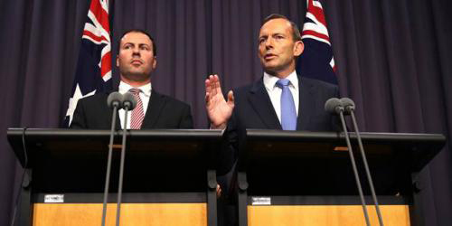 Prime Minster Tony Abbott (right) and Parliamentary Secretary Josh Frydenberg.