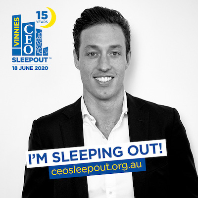 CreditorWatch CEO Patrick Coughlan is not letting coronavirus stop his quest to raise money for the homeless through the Vinnies CEO Sleepout campaign.