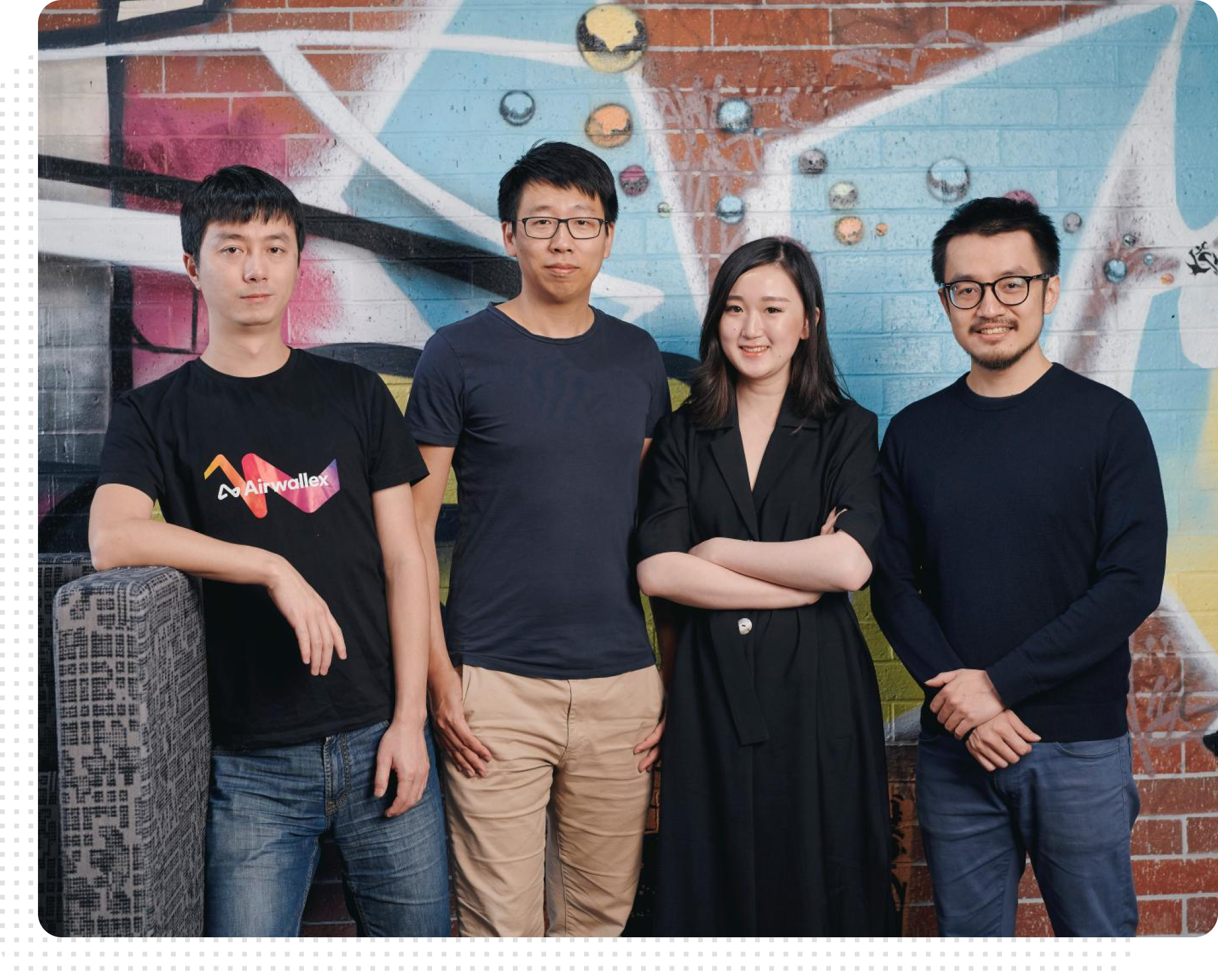 Airwallex founders Jack Zhang, Max Li, Lucy Liu and Xijing Dai. Image: Airwallex.