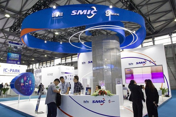 An exhibition booth of China's Semiconductor Manufacturing International Corporation (SMIC) pictured at the 17th China International Semiconductor Expo in Shanghai, 2019. Image:CFP