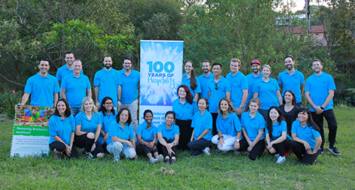 An enthusiastic Hilton Brisbane team planted 100 native trees in a suburban Brisbane nature corridor to mark 100 years of Hilton hospitality.