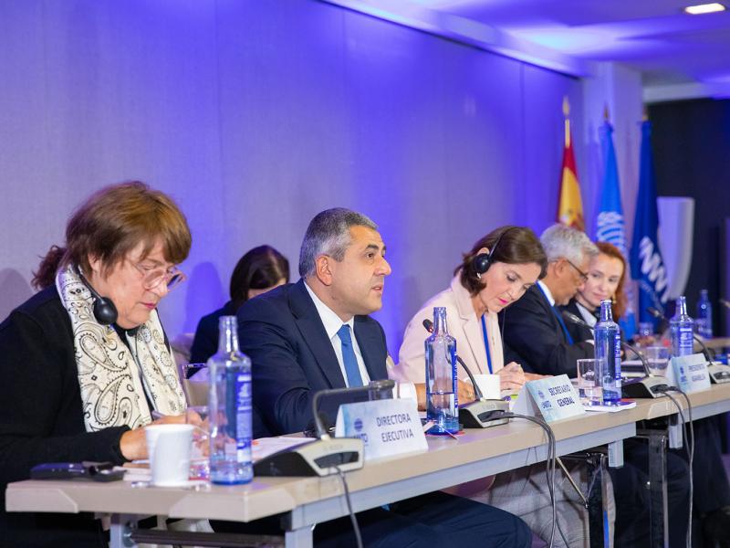 The UNWTO General Assembly, led by UNWTO Secretary-General Zurab Pololikashvili (second from left), has suspended Russia's membership for breaches of the organisation's charter of promoting peace, economic development and human rights.